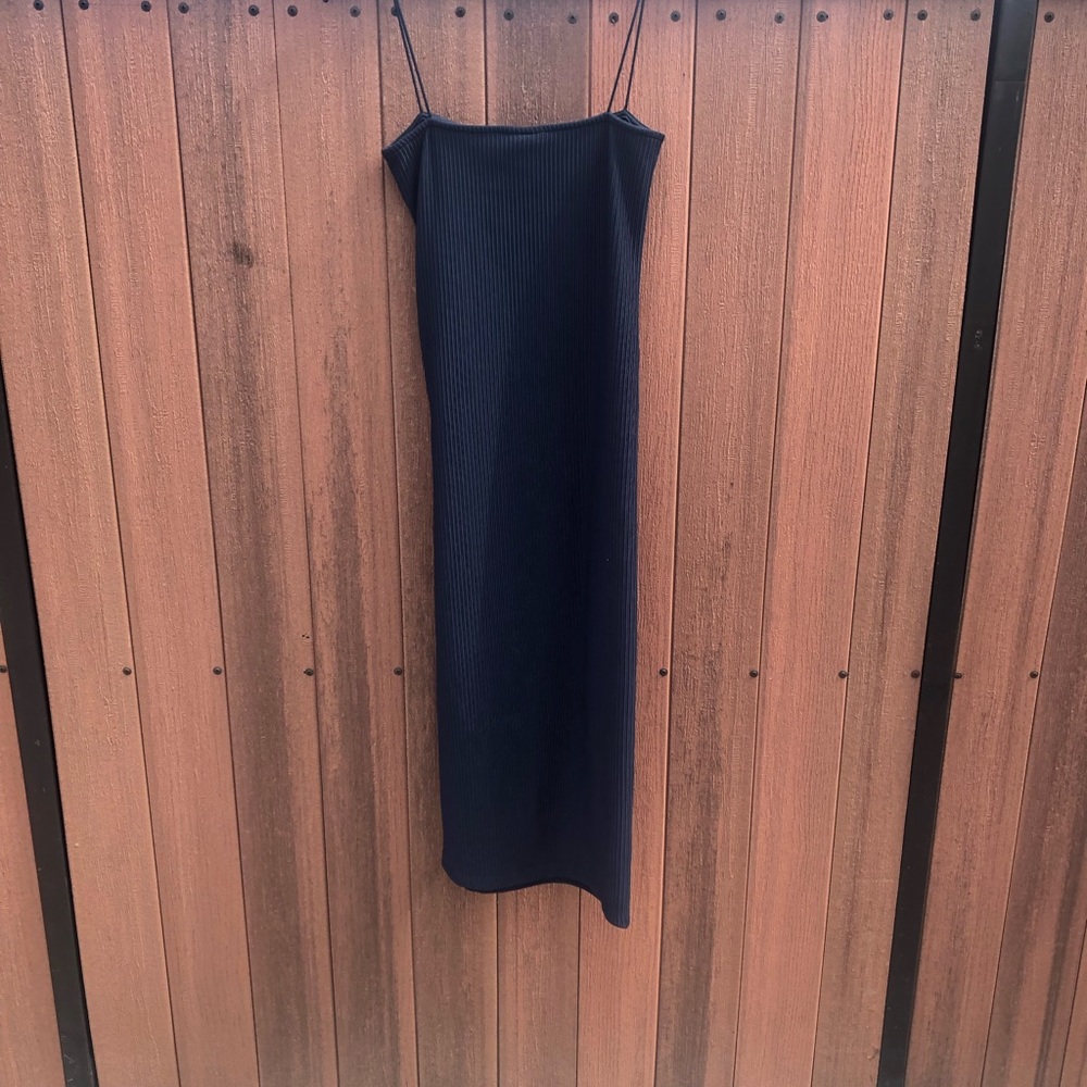 TOPSHOP navy Ribbed Midi dress